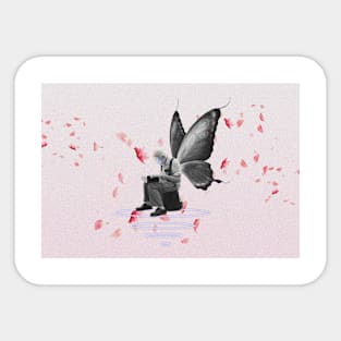 a butterfly blossom man Sticker